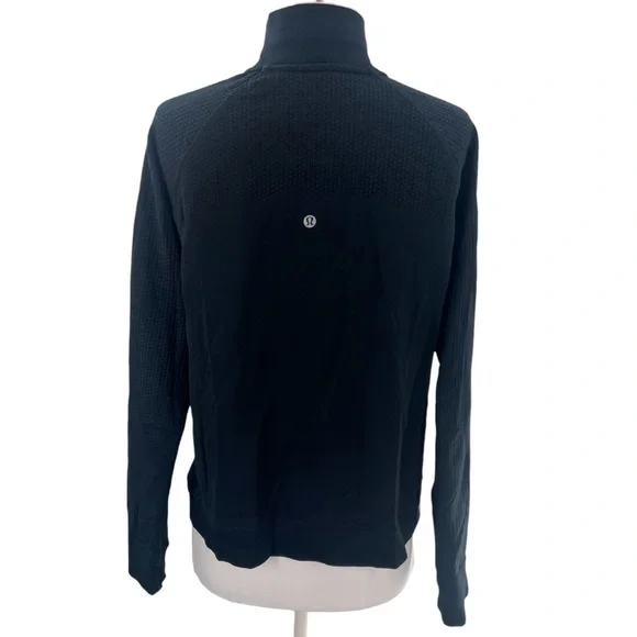 Lululemon black engineered wool half zip. Size 8.  Excellent Condition. - Picture 4 of 5